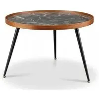Siena Round Coffee Table - Walnut, Black Marble