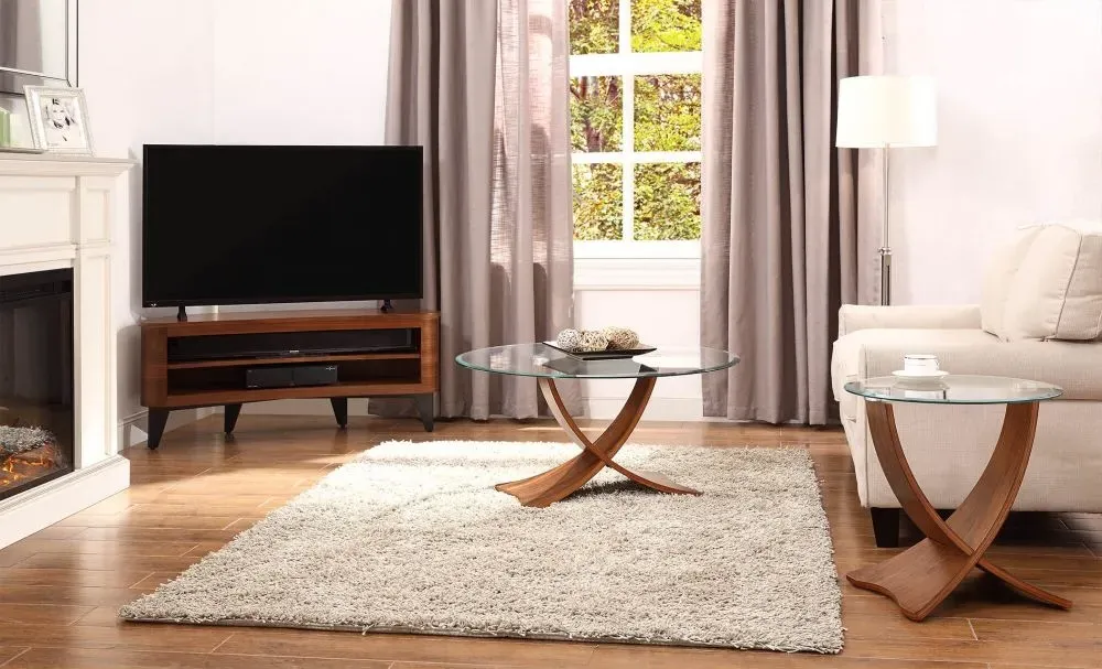 Siena Round Coffee Table - Walnut, Glass