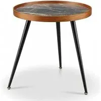 Siena Round Lamp Table - Walnut, Black Marble