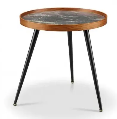 Siena Round Lamp Table - Walnut, Black Marble image