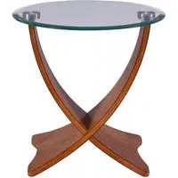 Siena Round Lamp Table with Glass Top - Walnut