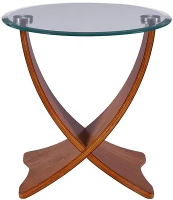 Siena Round Lamp Table with Glass Top - Walnut