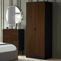 Alba 2 Door Wardrobe - Black, Walnut