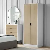 Alba 2 Door Wardrobe - White, Oak