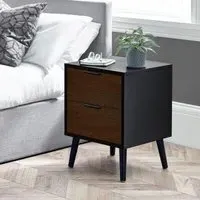 Alba 2 Drawer Bedside Cabinet - Black, Walnut