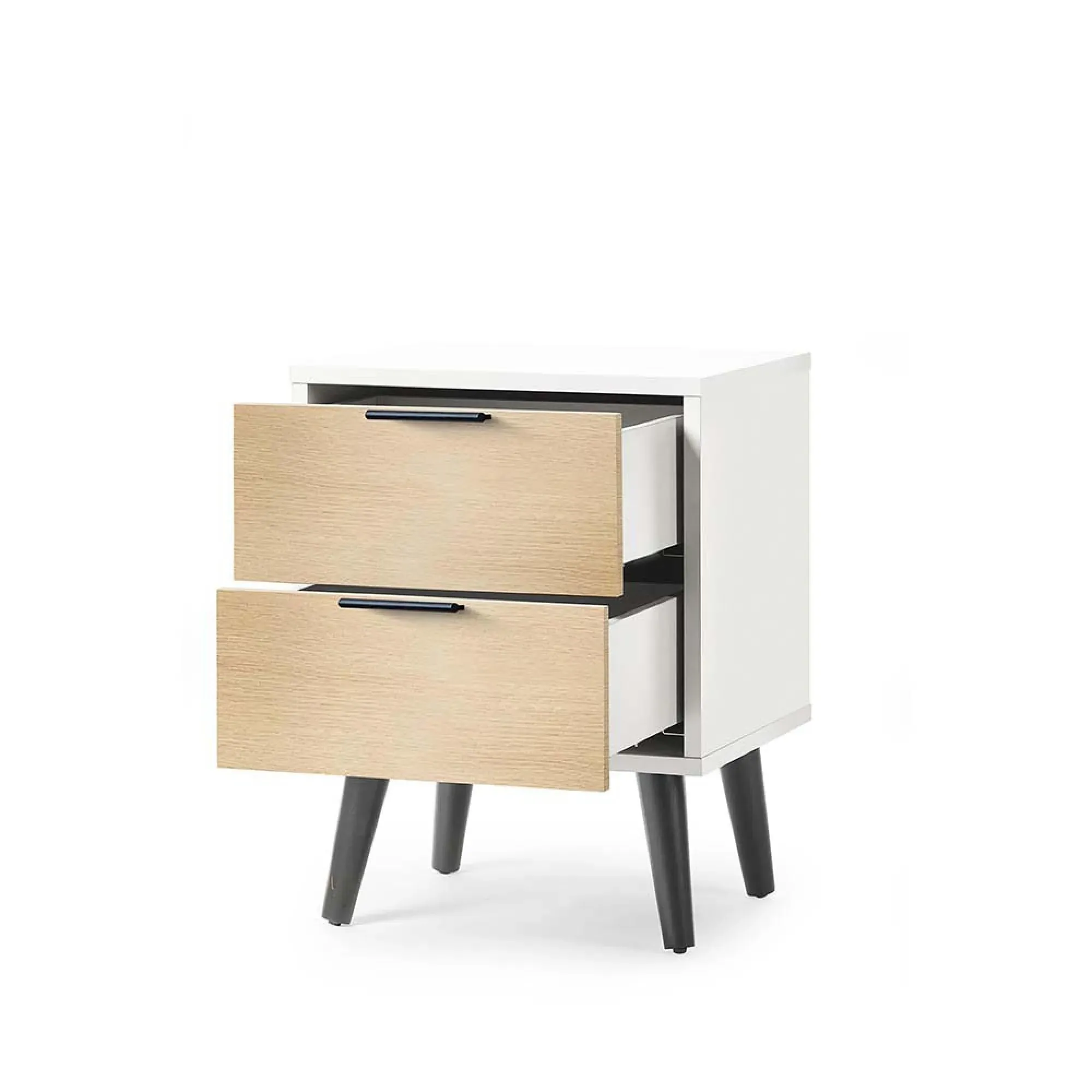 Alba 2 Drawer Bedside Cabinet - White, Oak