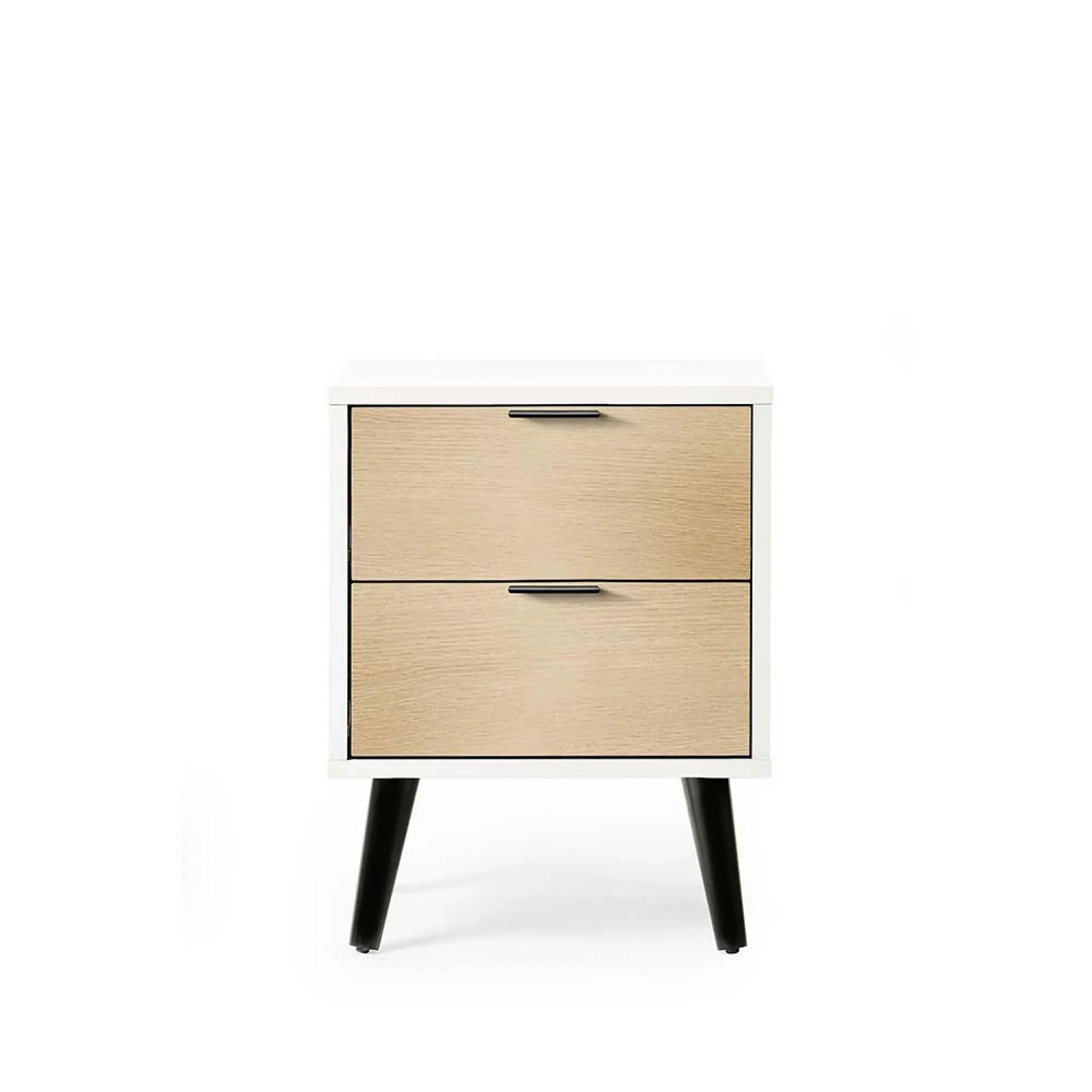 Alba 2 Drawer Bedside Cabinet - White, Oak