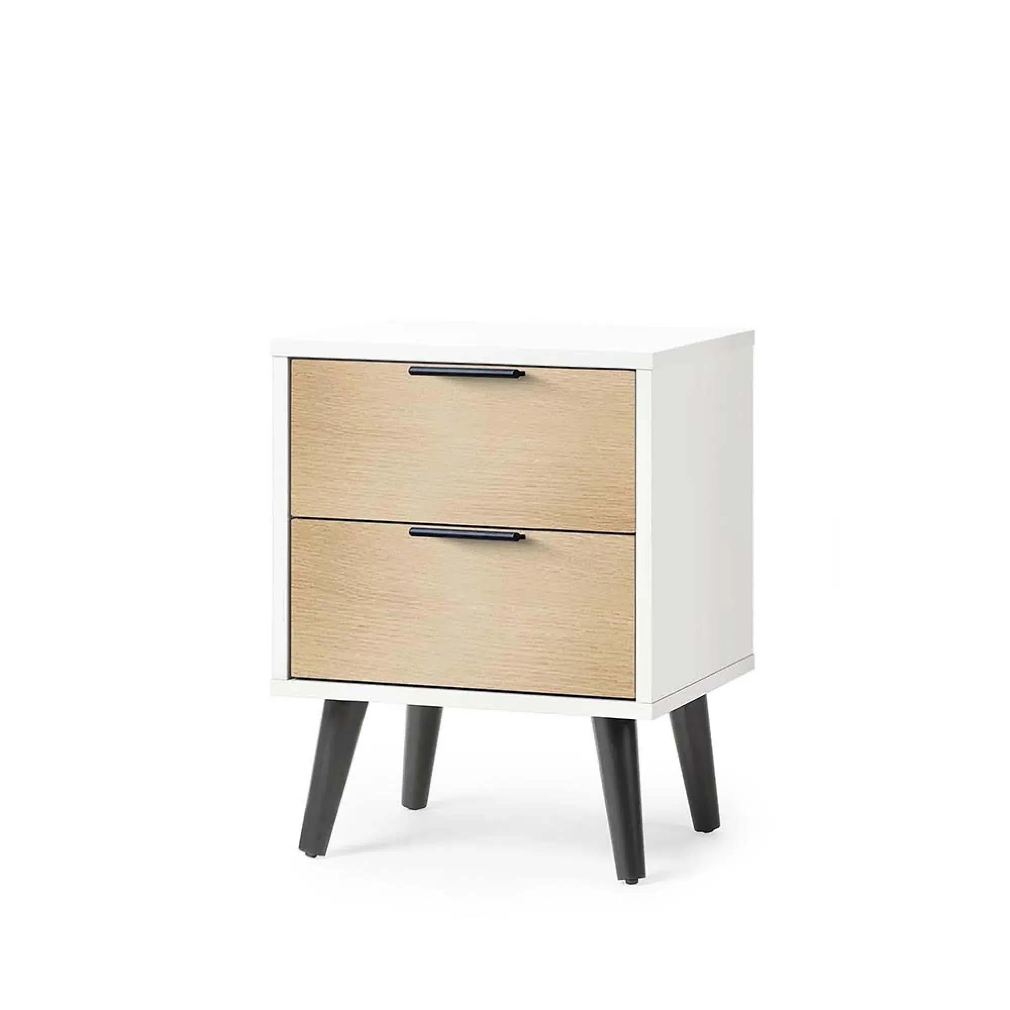 Alba 2 Drawer Bedside Cabinet - White, Oak
