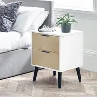 Alba 2 Drawer Bedside Cabinet - White, Oak