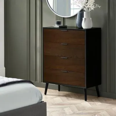 Alba 4 Drawer Chest - Black, Walnut image