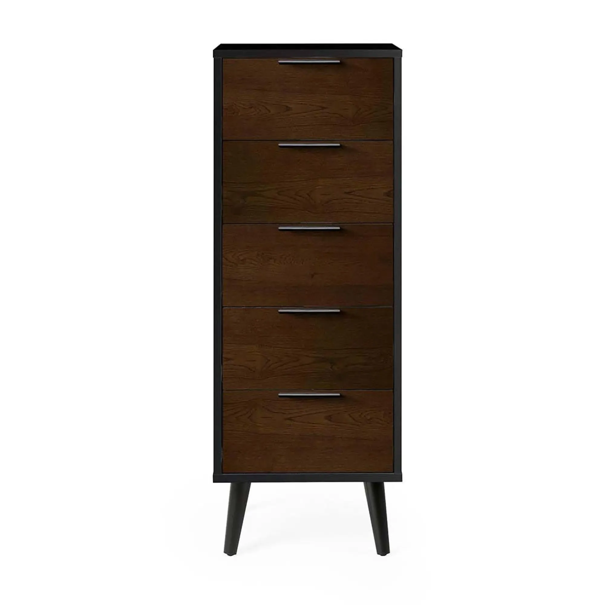 Alba Narrow 5 Drawer Chest - Black, Walnut