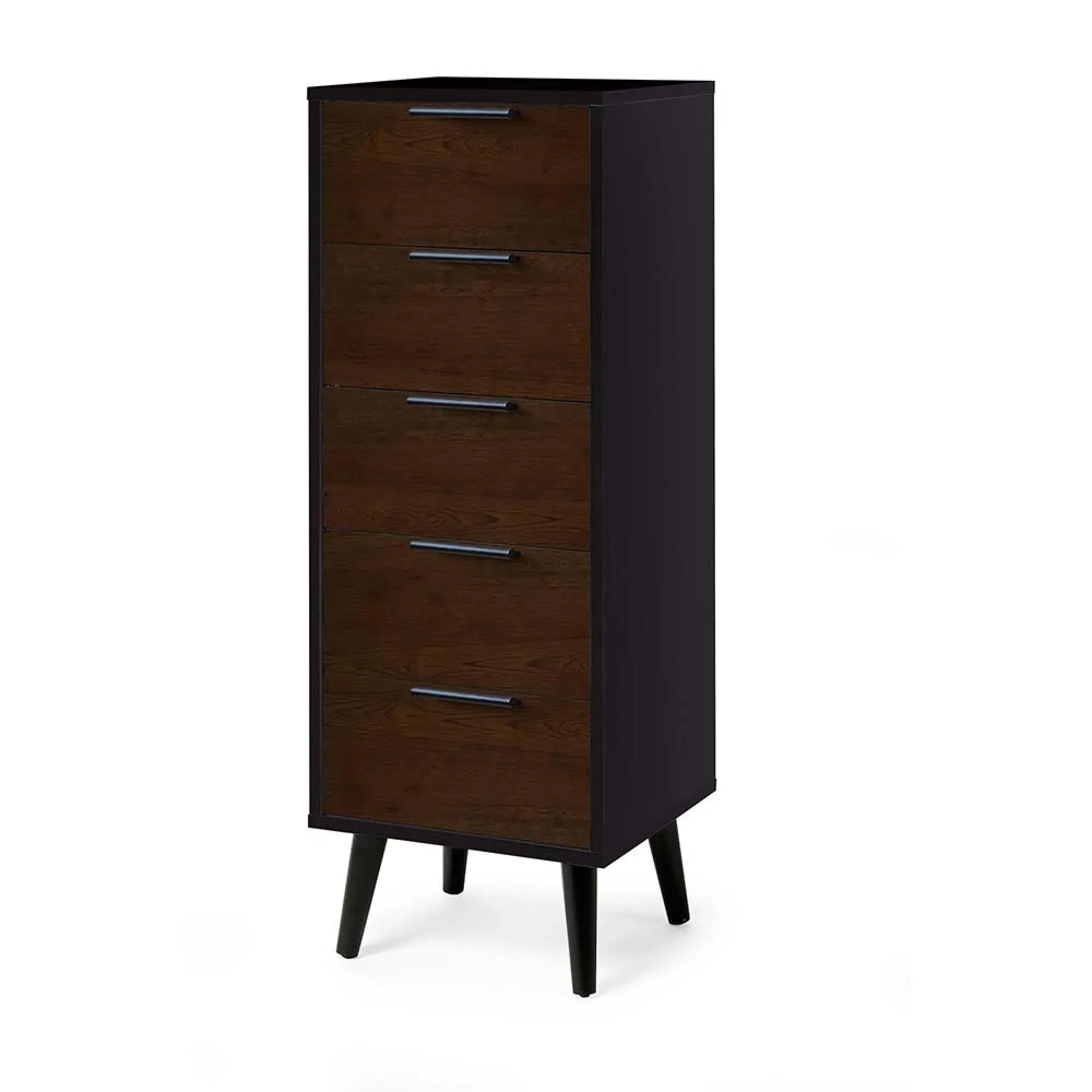 Alba Narrow 5 Drawer Chest - Black, Walnut