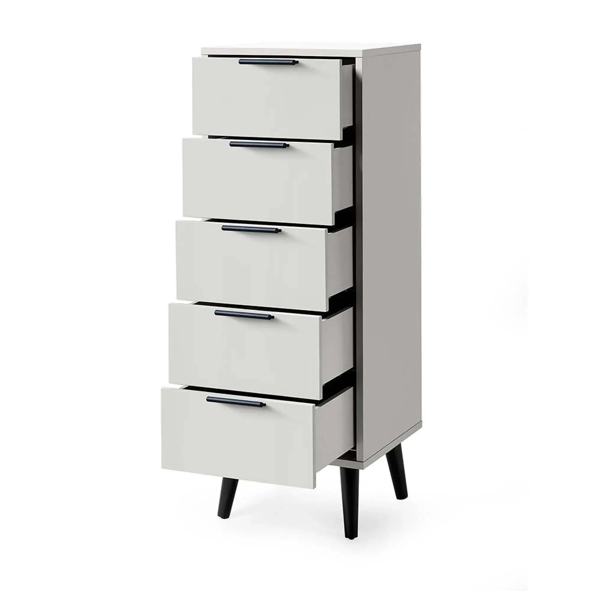 Alba Narrow 5 Drawer Chest - Grey