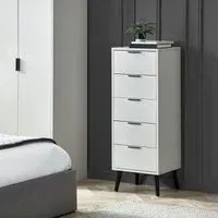 Alba Narrow 5 Drawer Chest - Grey