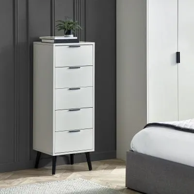 Alba Narrow 5 Drawer Chest - Grey