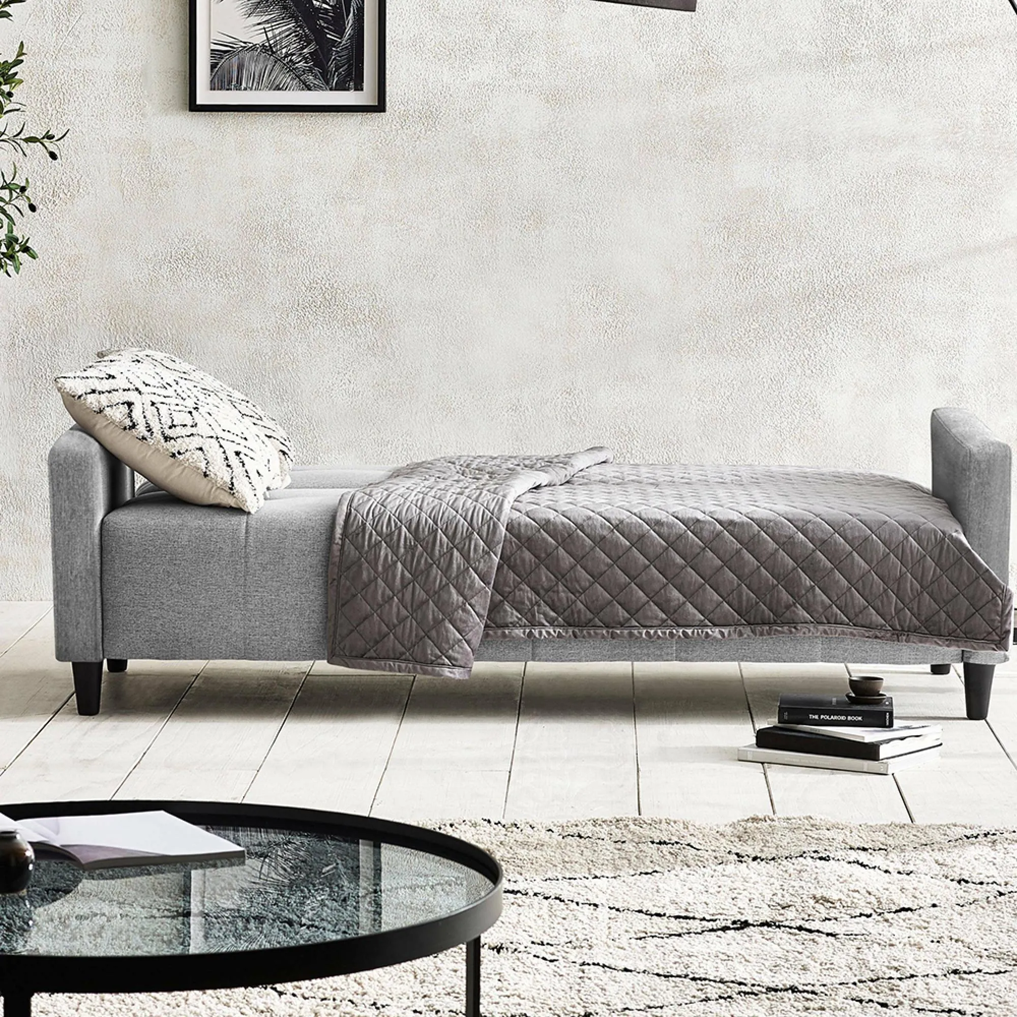 Alfie 3-Seater Sofa Bed with Storage - Grey, Linen