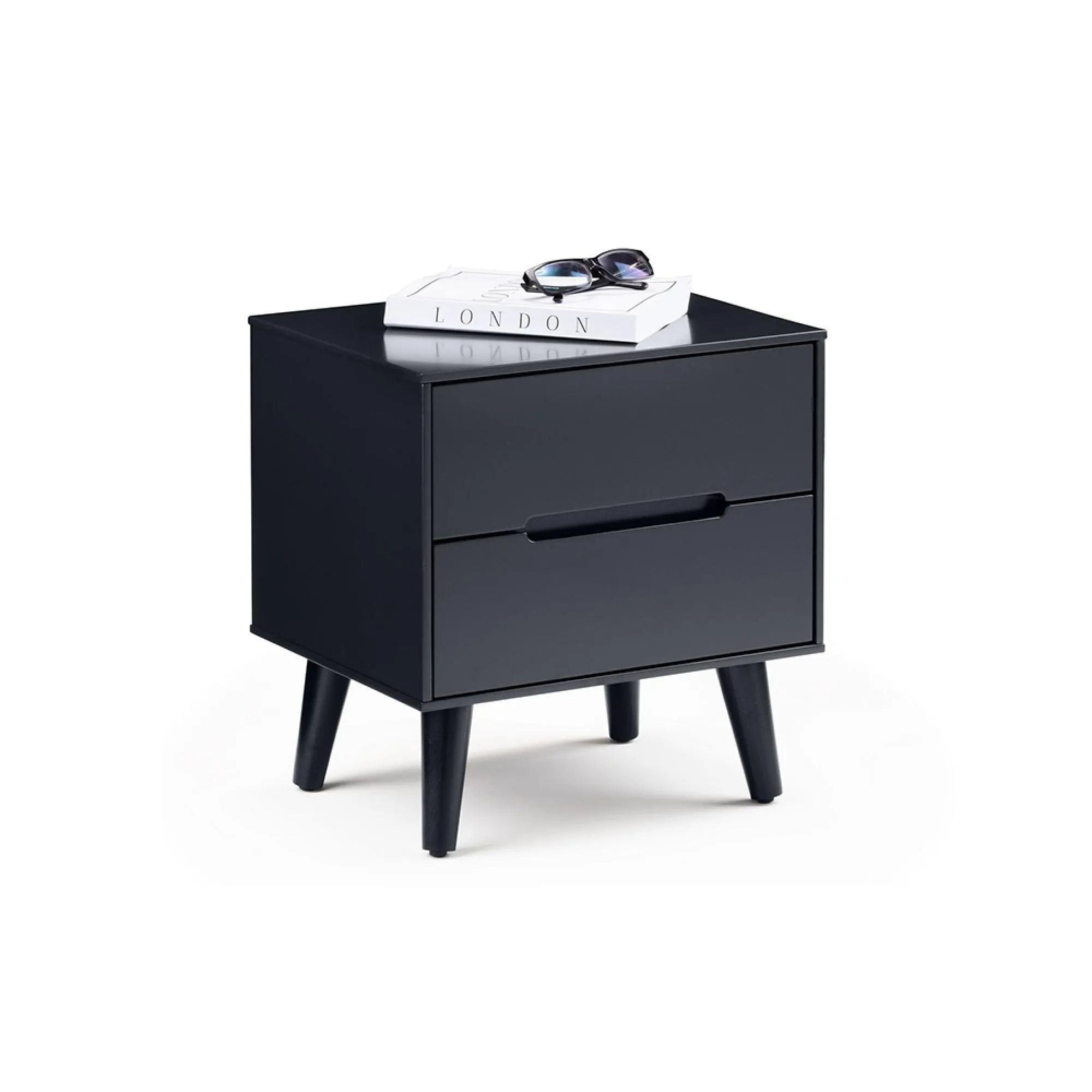 Alicia 2 Drawer Bedside Cabinet - Black