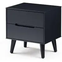 Alicia 2 Drawer Bedside Cabinet - Black
