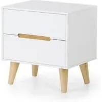Alicia 2 Drawer Bedside Cabinet - White