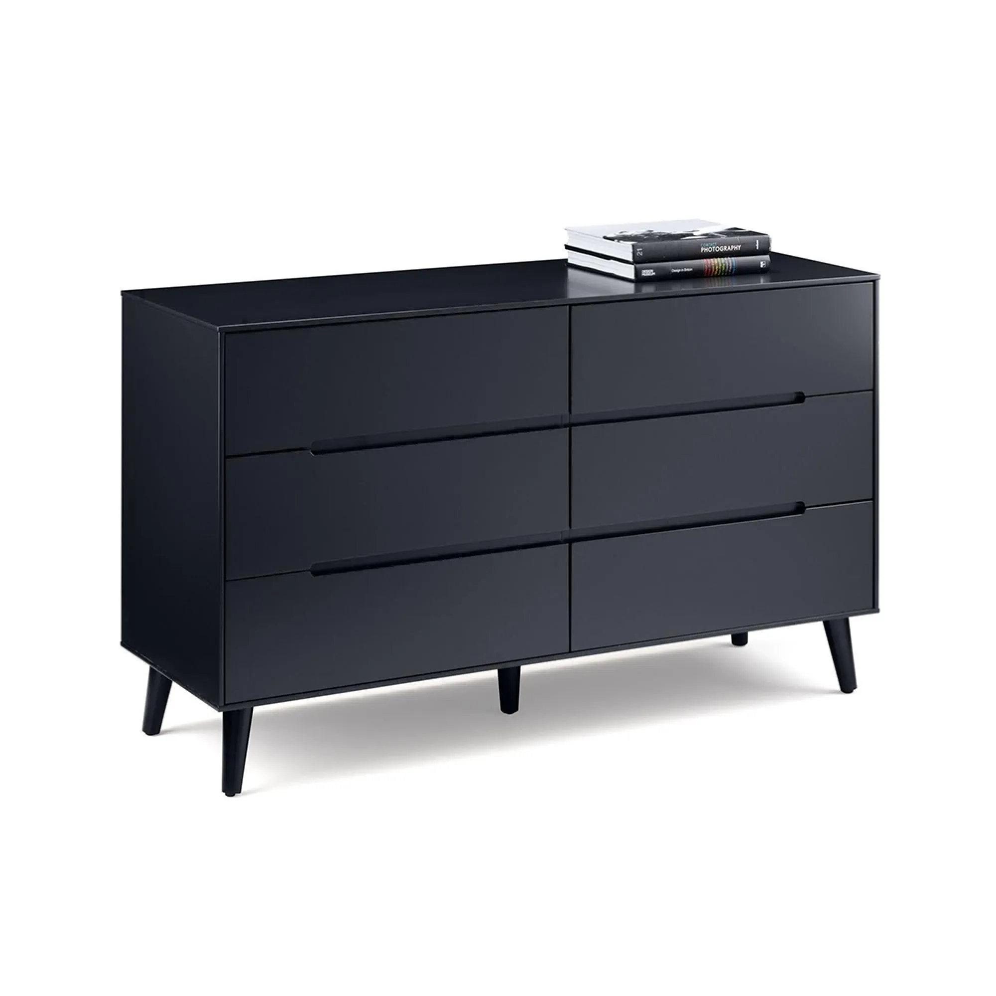 Alicia 6 Drawer Wide Chest - Black