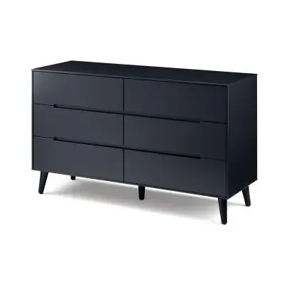 Alicia 6 Drawer Wide Chest - Black