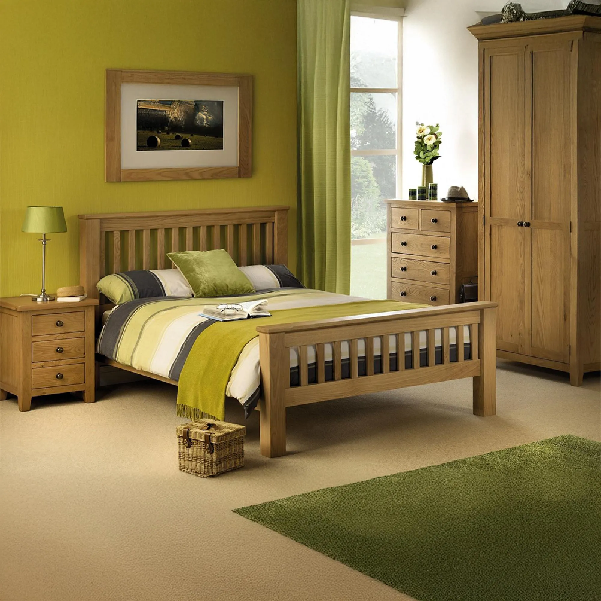 Amsterdam High Footend Bed Frame - Light Oak
