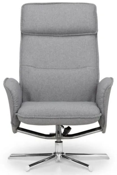 Aria Recliner Chair with Footstool - Grey, Linen