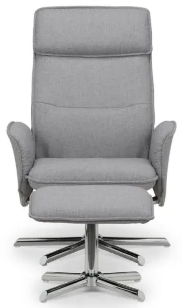 Aria Recliner Chair with Footstool - Grey, Linen