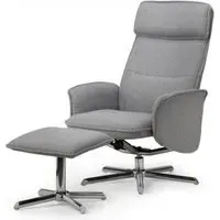 Aria Recliner Chair with Footstool - Grey, Linen