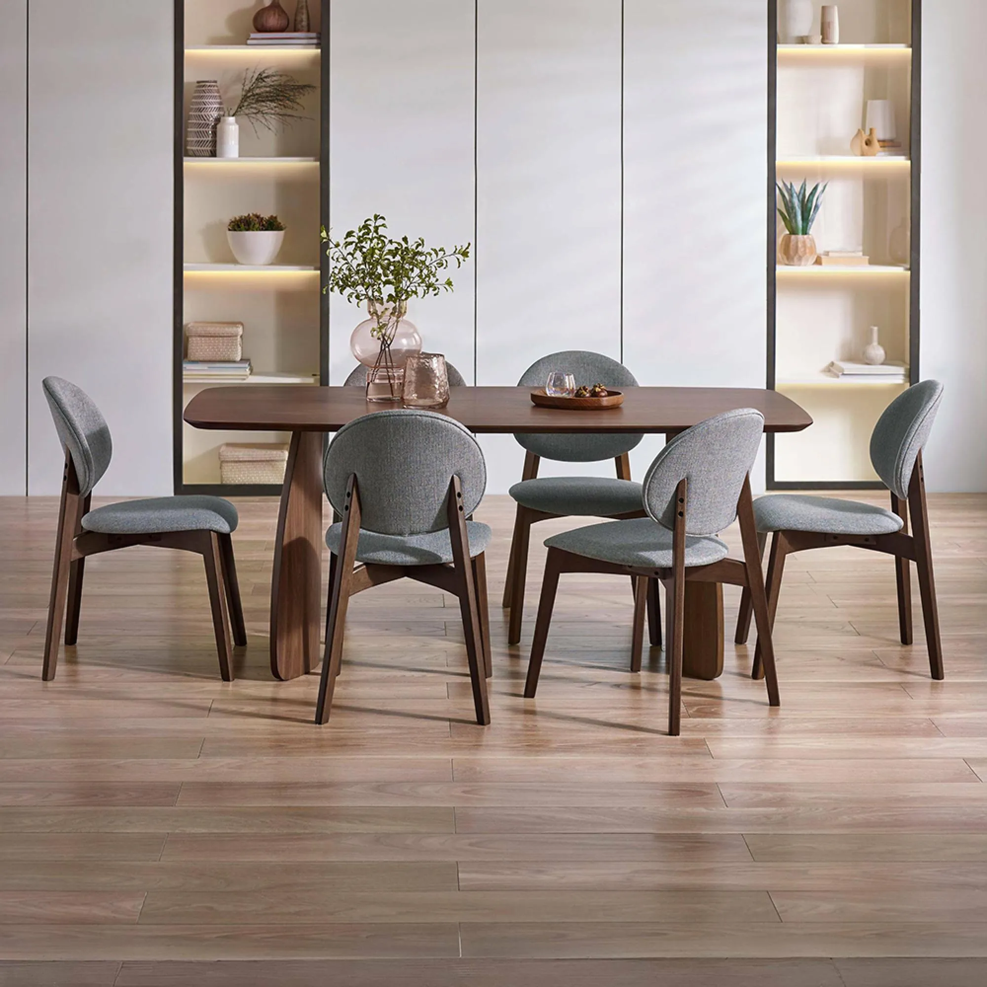 Artemis Dining Chairs Set of 2 - Grey, Walnut