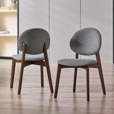 Artemis Dining Chairs Set of 2 - Grey, Walnut image