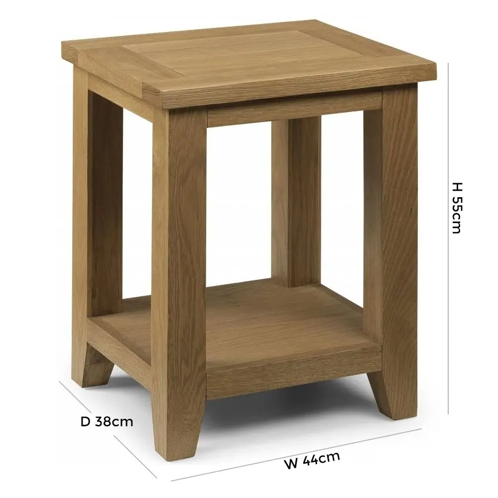 Astoria Oak Lamp Table with Shelf - Waxed Oak