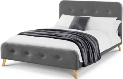 Astrid Curved King Size Bed Frame - Grey, Oak image