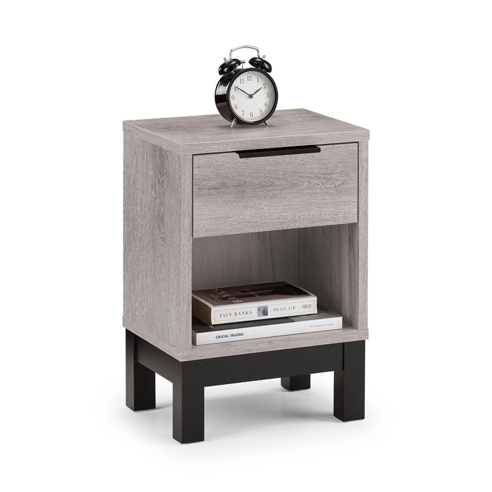 Bali 1 Drawer Bedside Cabinet - Grey, Oak