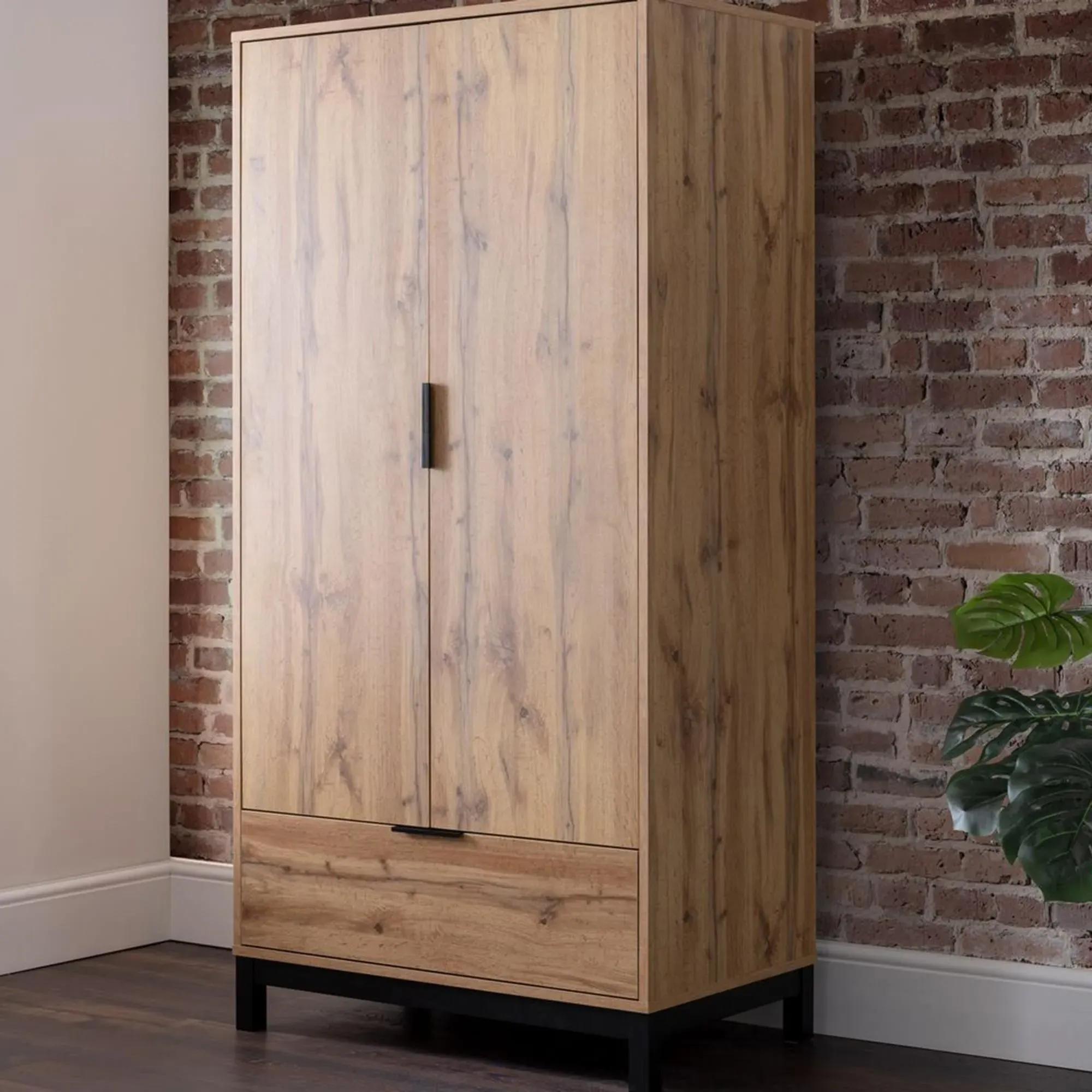 Bali 2 Door Wardrobe with Drawer - Oak