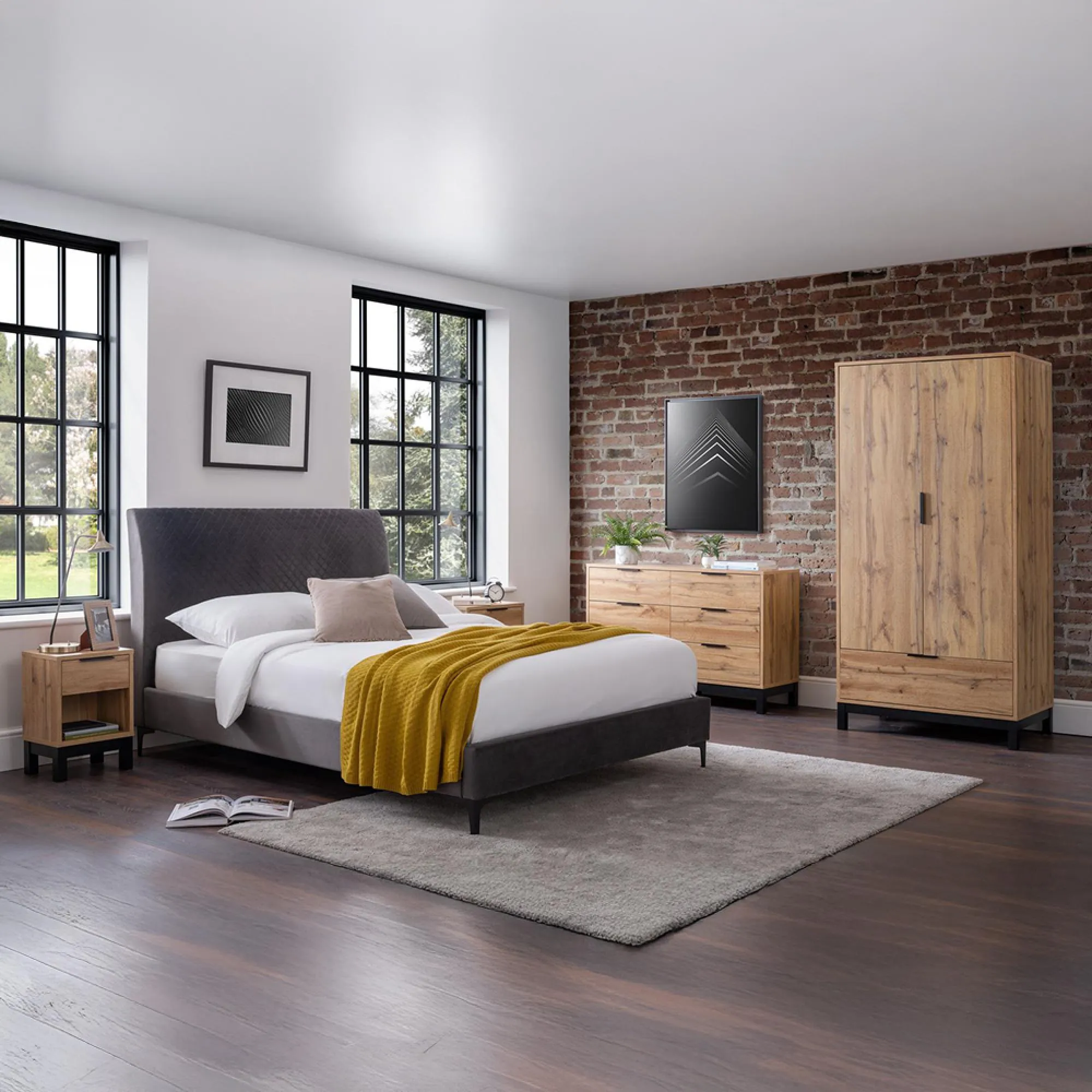 Bali 2 Door Wardrobe with Drawer - Oak