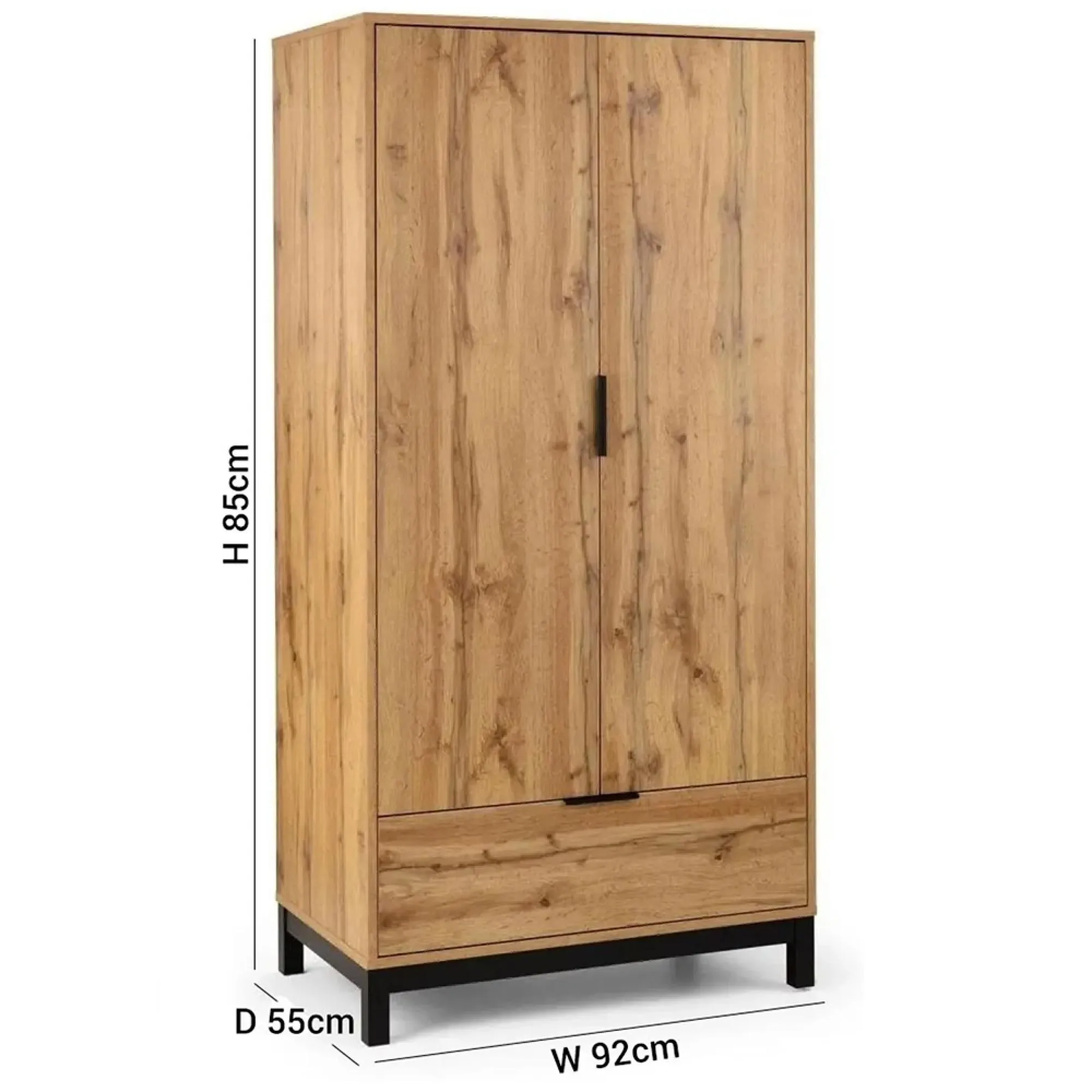 Bali 2 Door Wardrobe with Drawer - Oak