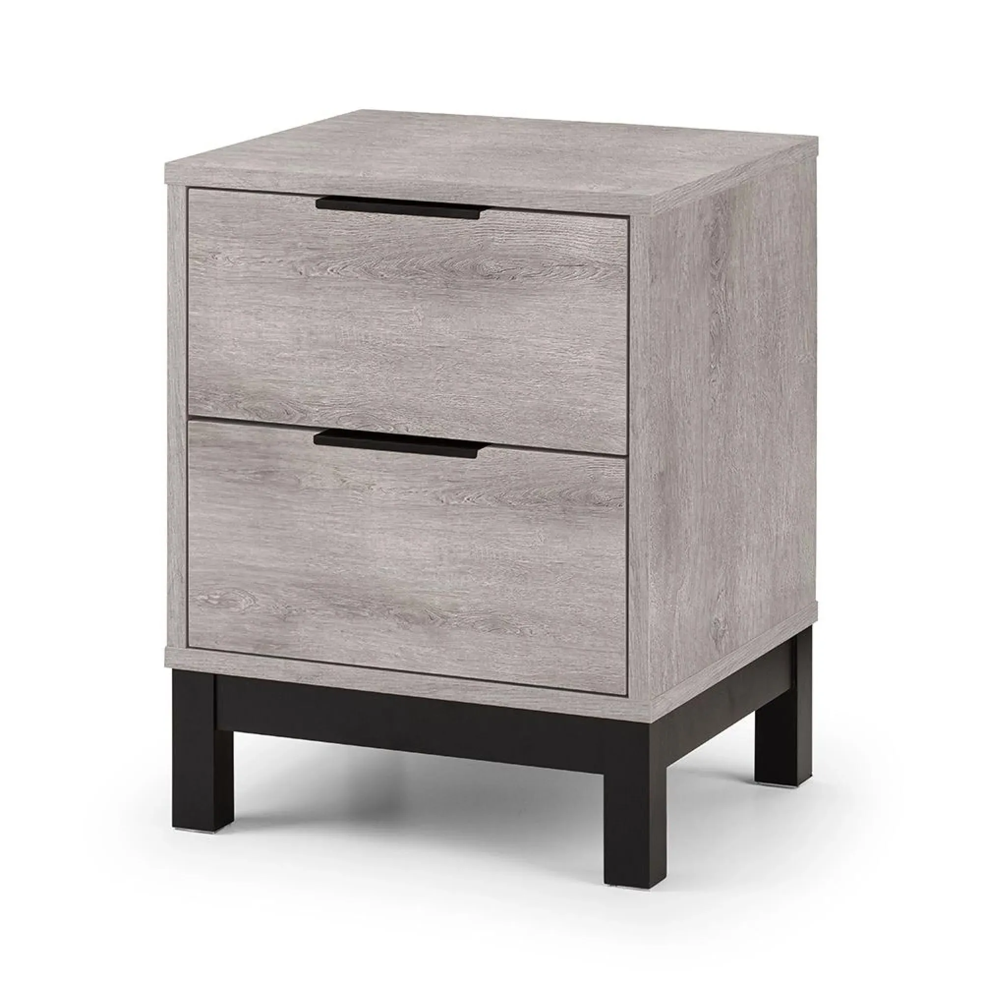 Bali 2 Drawer Bedside Cabinet - Grey, Oak