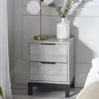 Bali 2 Drawer Bedside Cabinet - Grey, Oak
