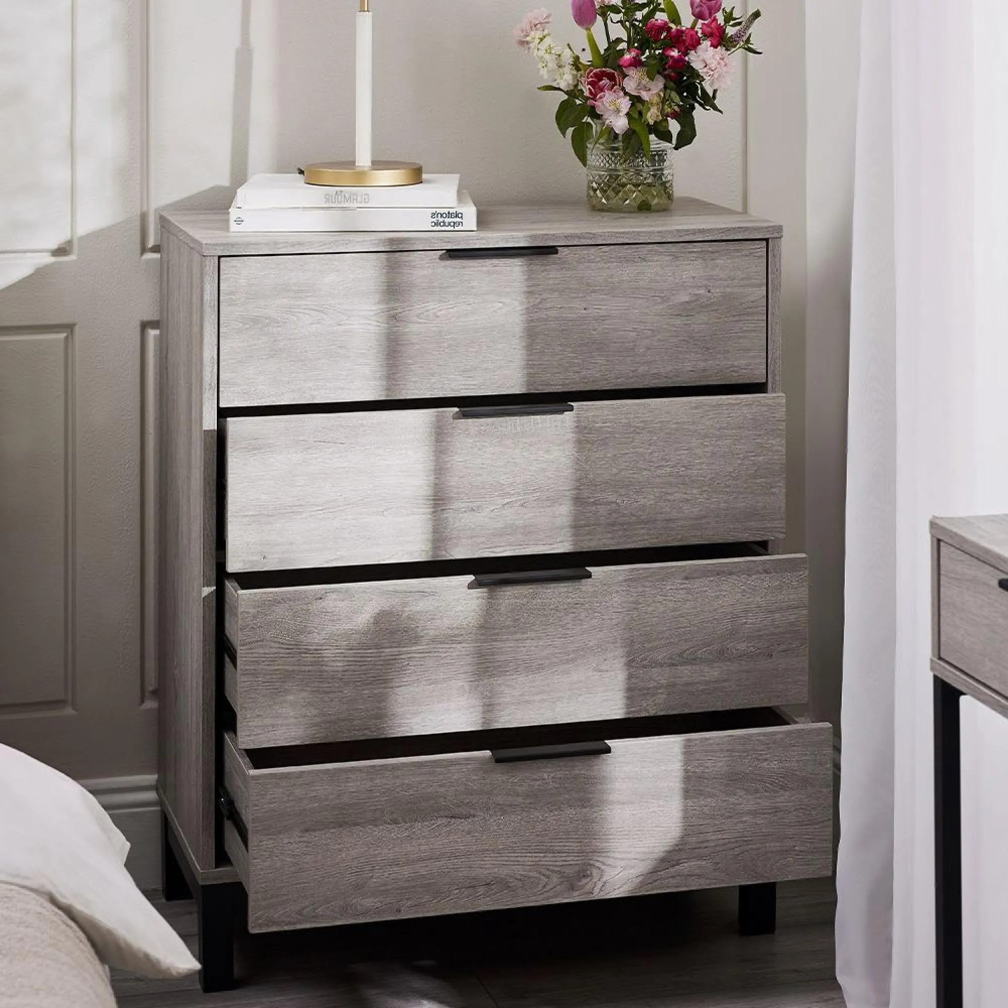 Bali 4 Drawer Chest - Grey Oak