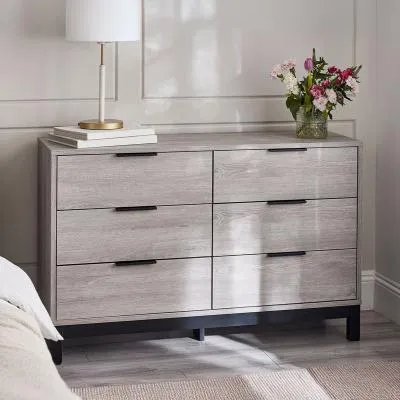Bali 6 Drawer Wide Chest - Grey Oak image