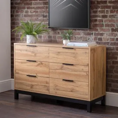 Bali 6 Drawer Wide Chest - Oak