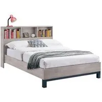 Bali Bed Frame with Bookcase - Grey, Oak