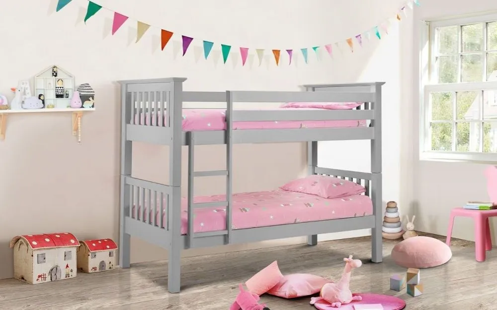 Barcelona Slatted Bunk Bed - Grey, Pine