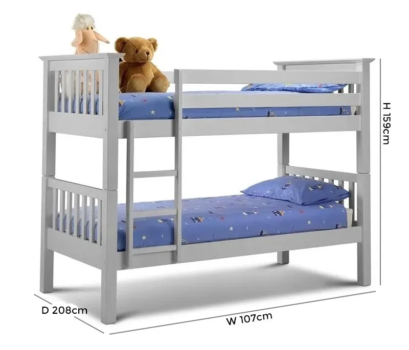 Barcelona Slatted Bunk Bed - Grey, Pine
