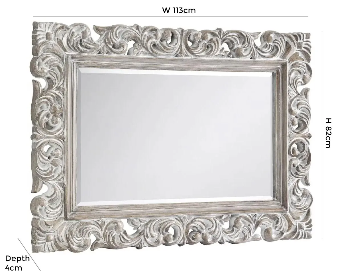 Baroque Rectangular Wall Mirror - White