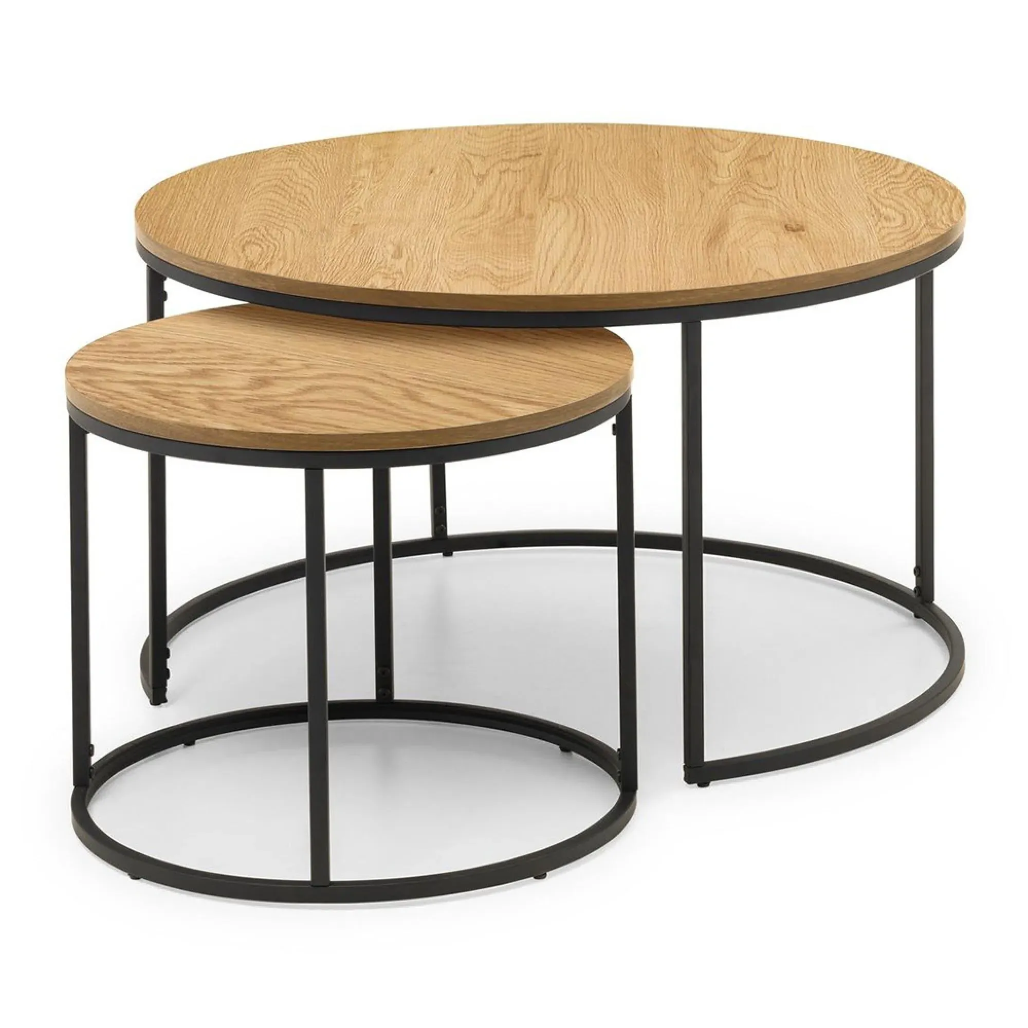 Bellini Round Nest of 2 Coffee Tables - Oak