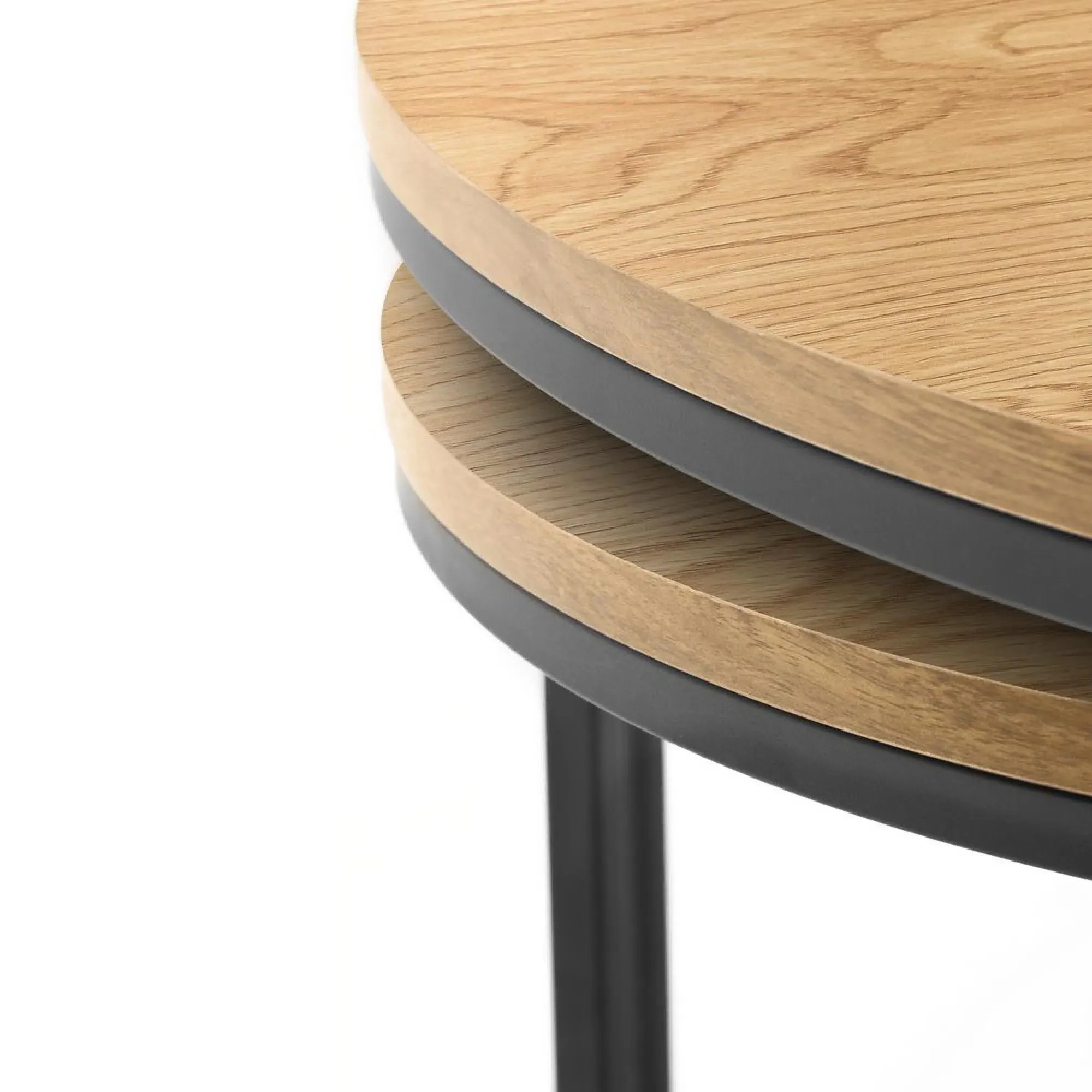 Bellini Round Nest of 2 Coffee Tables - Oak