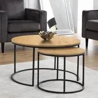 Bellini Round Nest of 2 Coffee Tables - Oak