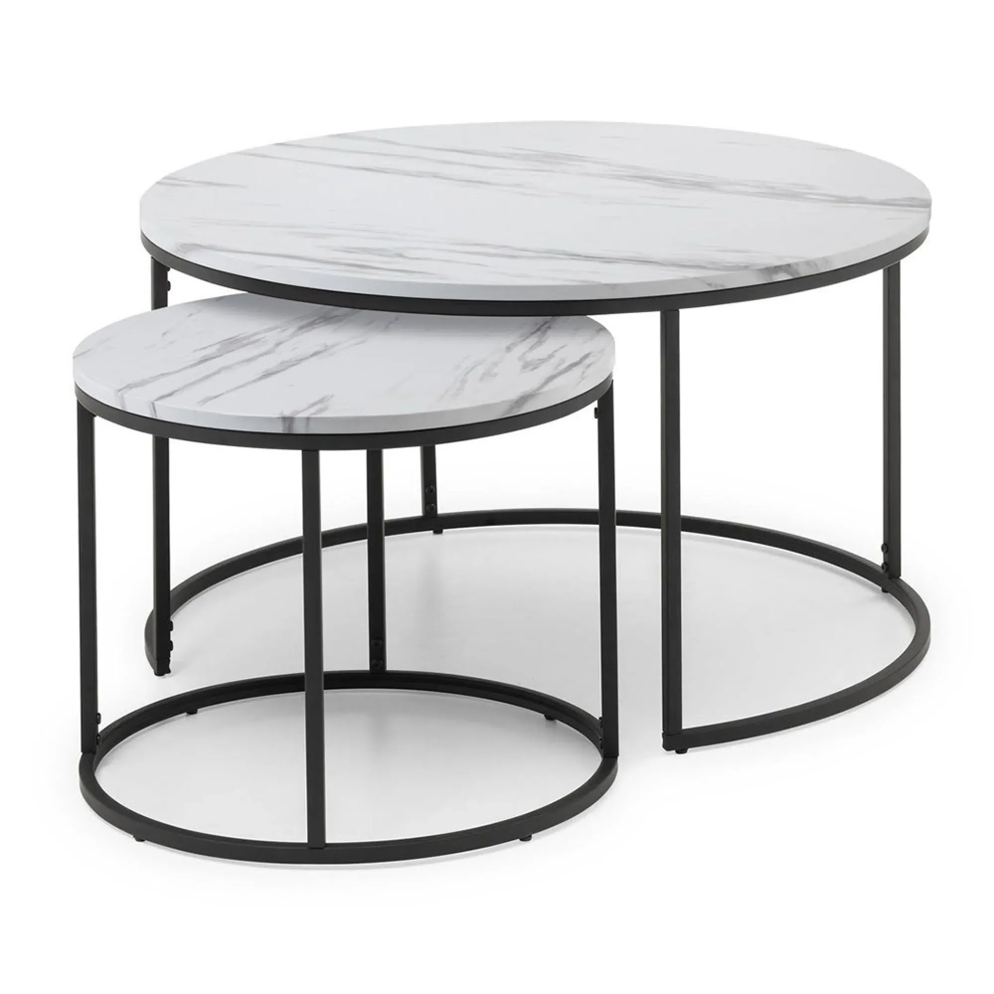 Bellini Round Nest of Tables - White, Marble Effect